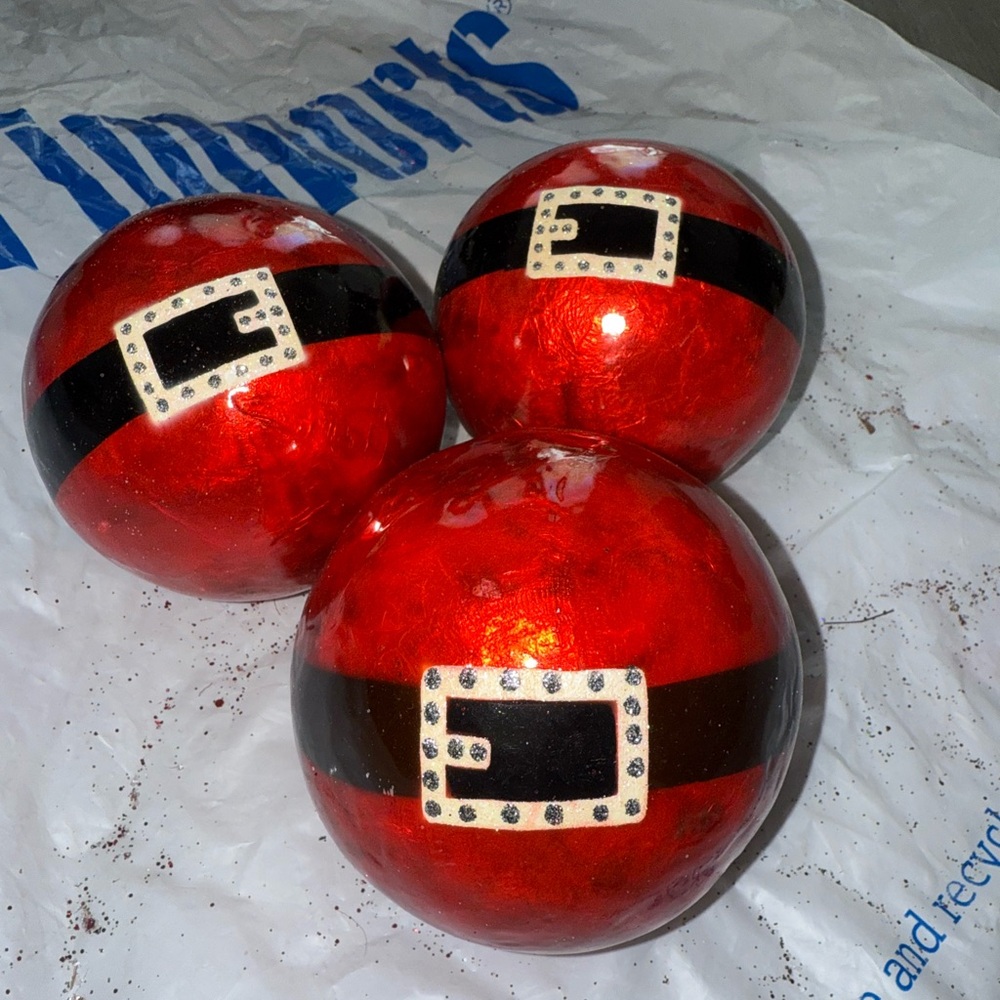 Pier 1 Imports Ruby Red Santa Belt Christmas Orbs - Picture 2 of 2